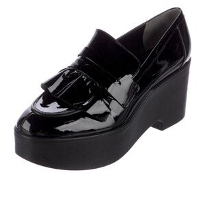 Robert Clergerie Black Gloss Leather Shoes Size 38.5 NWOB